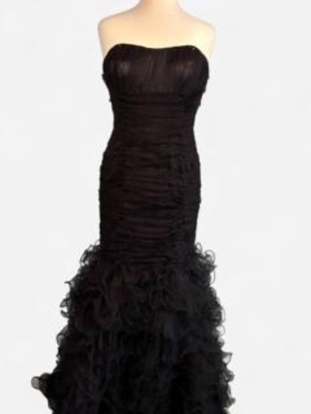 CINDERELLA DIVINE Black Tulle Ruffle Strapless maxi dress 6 Mermaid sweetheart